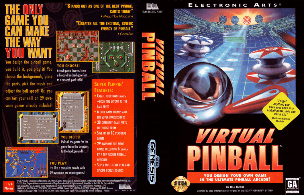 Virtual Pinball [US,EU] segaMD 1993 Box Art