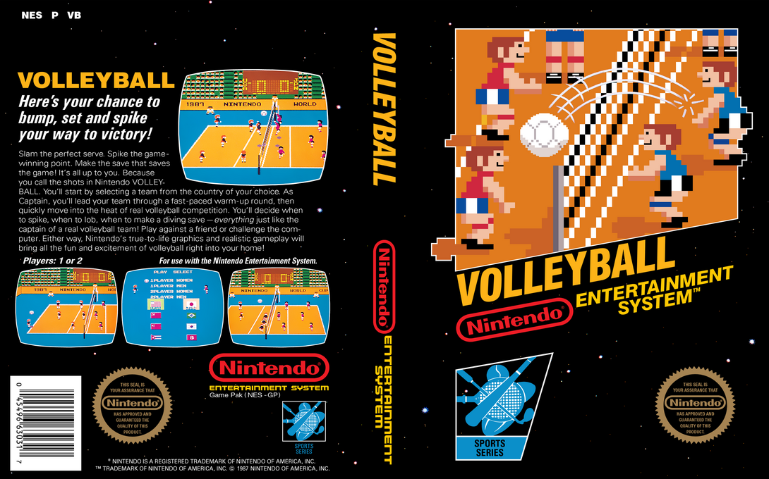 Volleyball [US,EU] nes 1987 Box Art