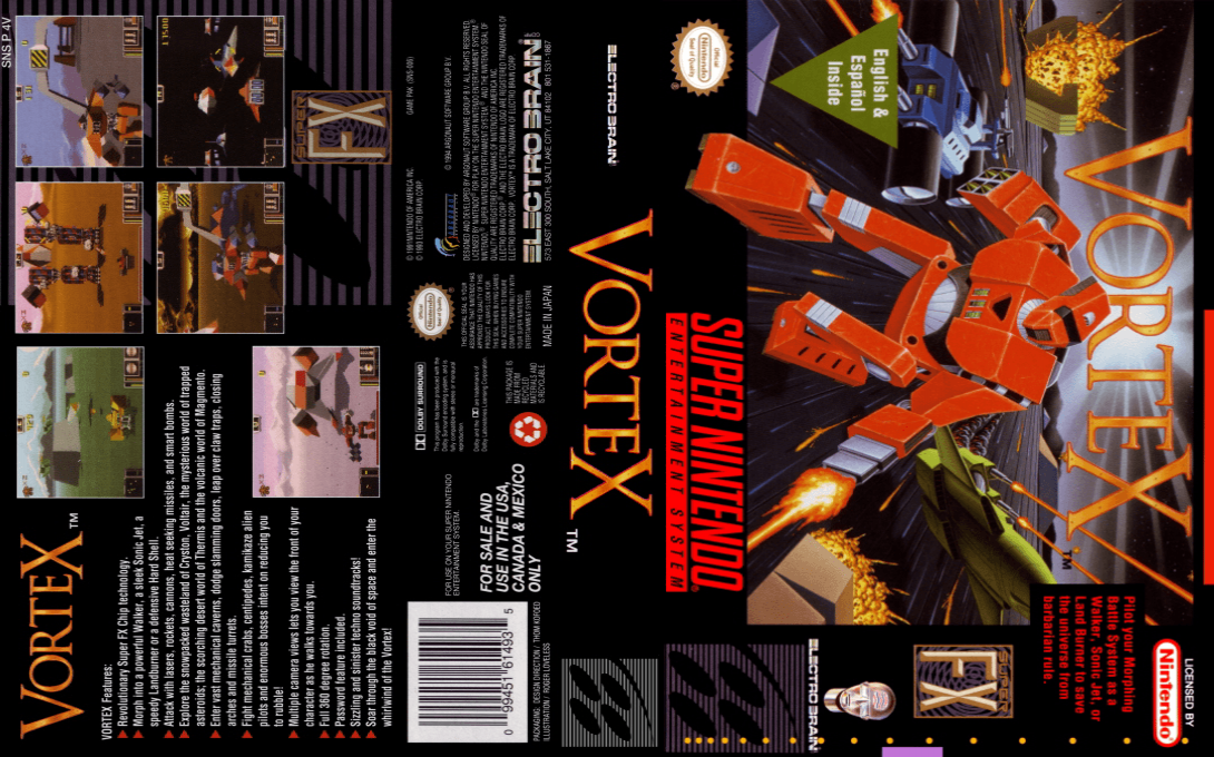 Vortex [US] snes 1994 Box Art