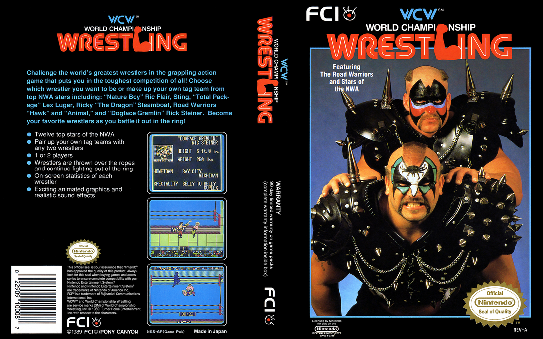 WCW World Championship Wrestling [US] nes 1990 Box Art