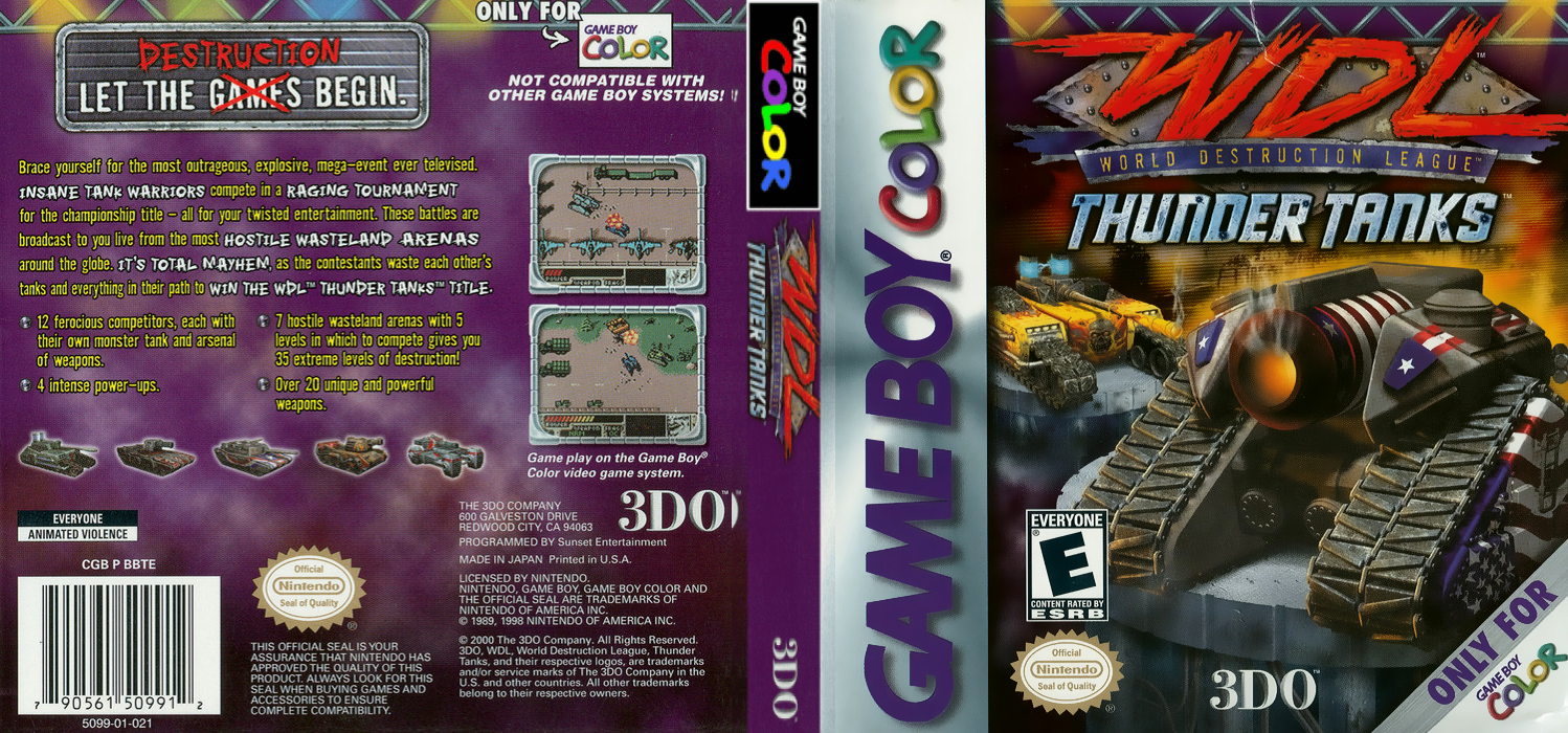 World Destruction League : Thunder Tanks [US] gbc 2000 Box Art