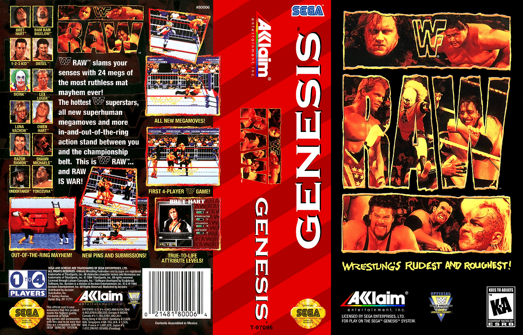 WWF Raw [WOR] segaMD 1995 Box Art