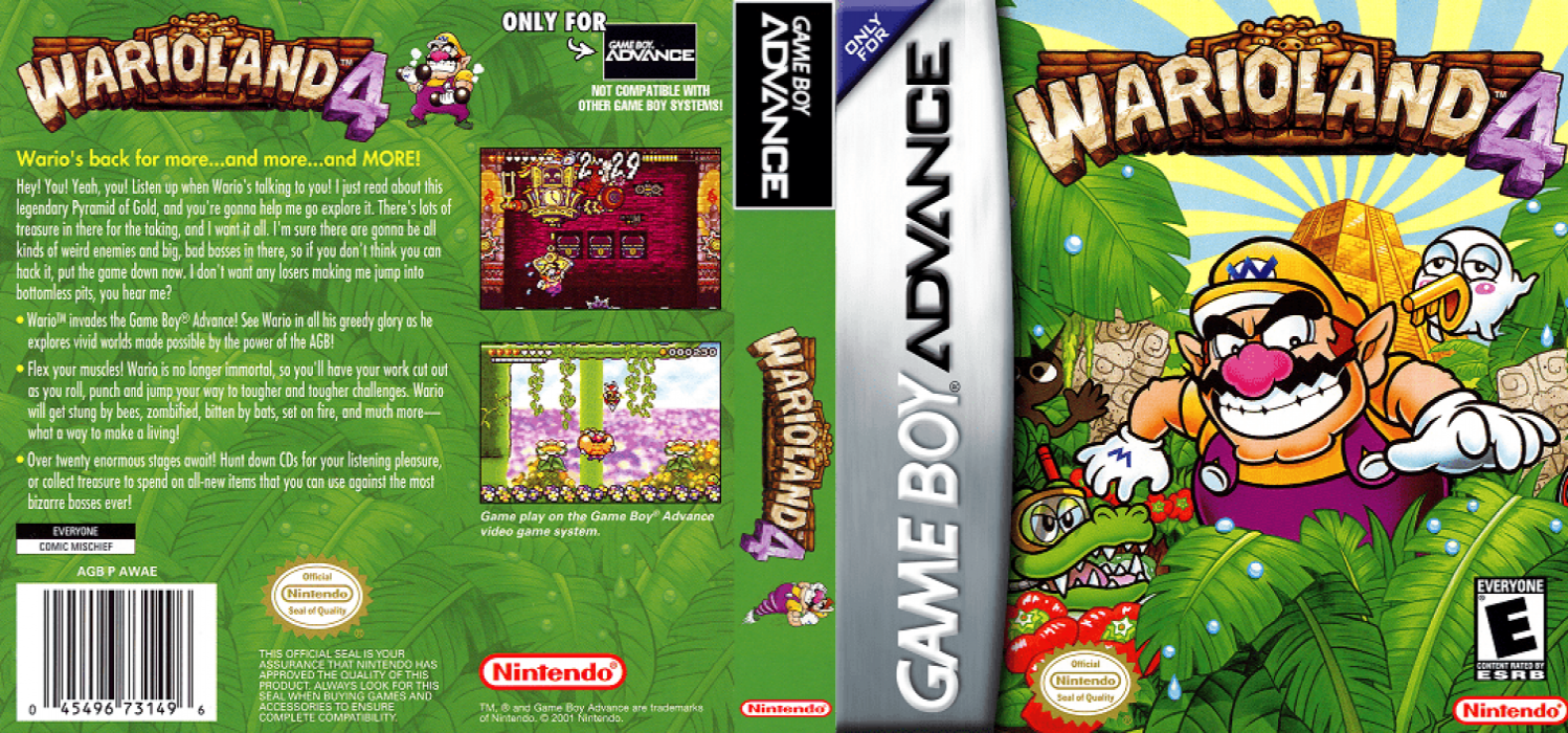 Wario Land 4 [US,EU] gba 2001 Box Art