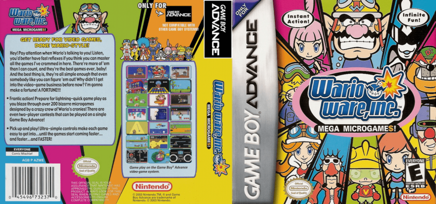 WarioWare, Inc. : Mega Microgame$! [US] gba 2003 Box Art