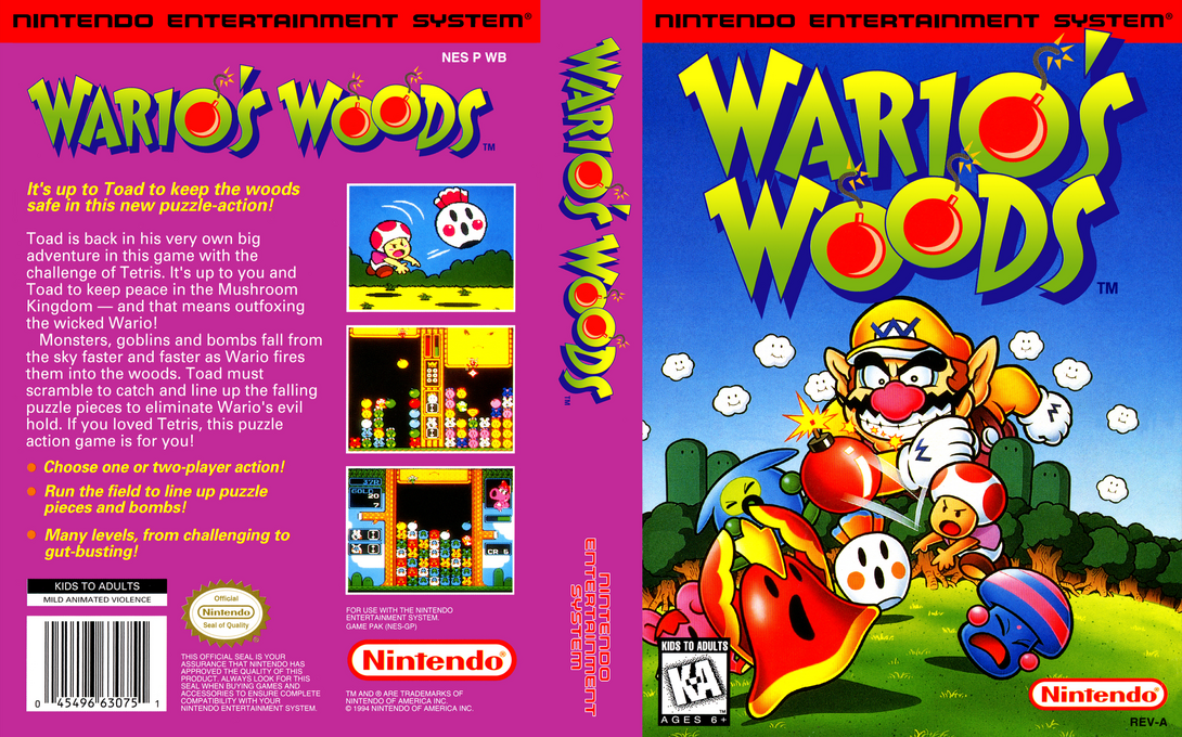 Wario’s Woods [US] nes 1994 Box Art