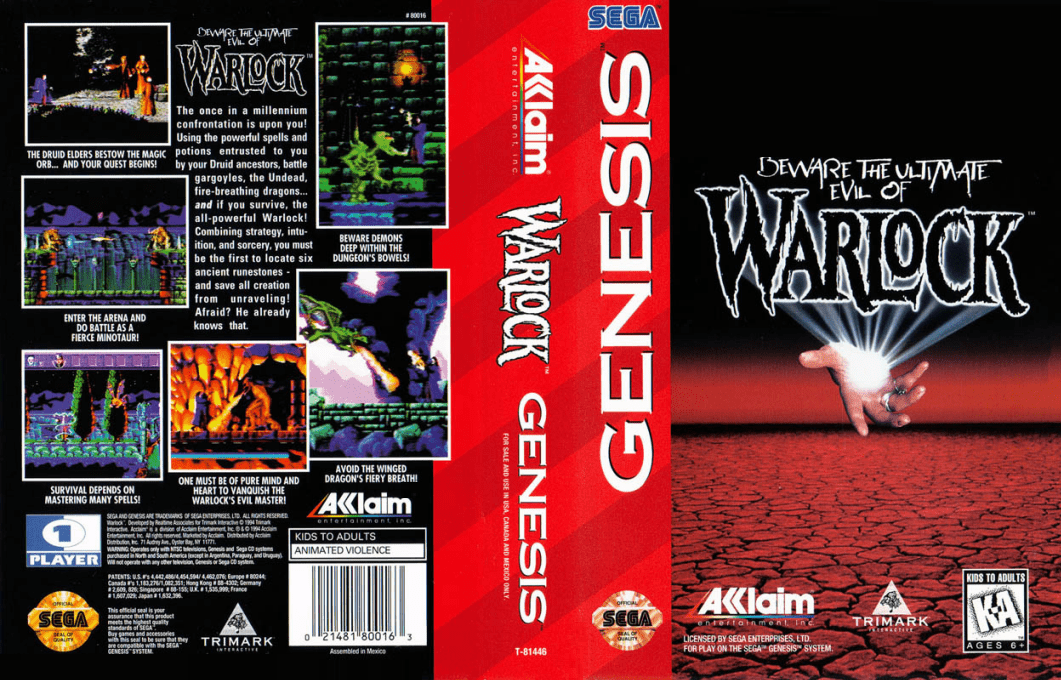 Warlock [US,EU] segaMD 1995 Box Art