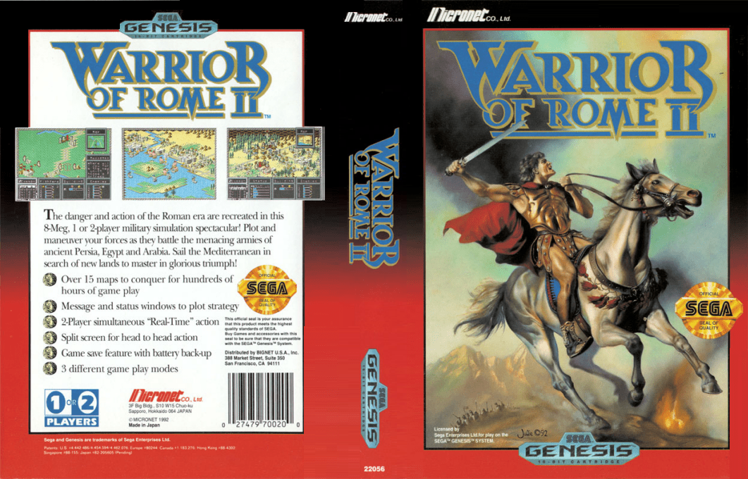 Warrior of Rome II [US] segaMD 1992 Box Art