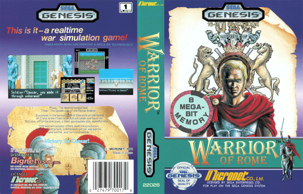 Warrior of Rome [US] segaMD 1991 Box Art
