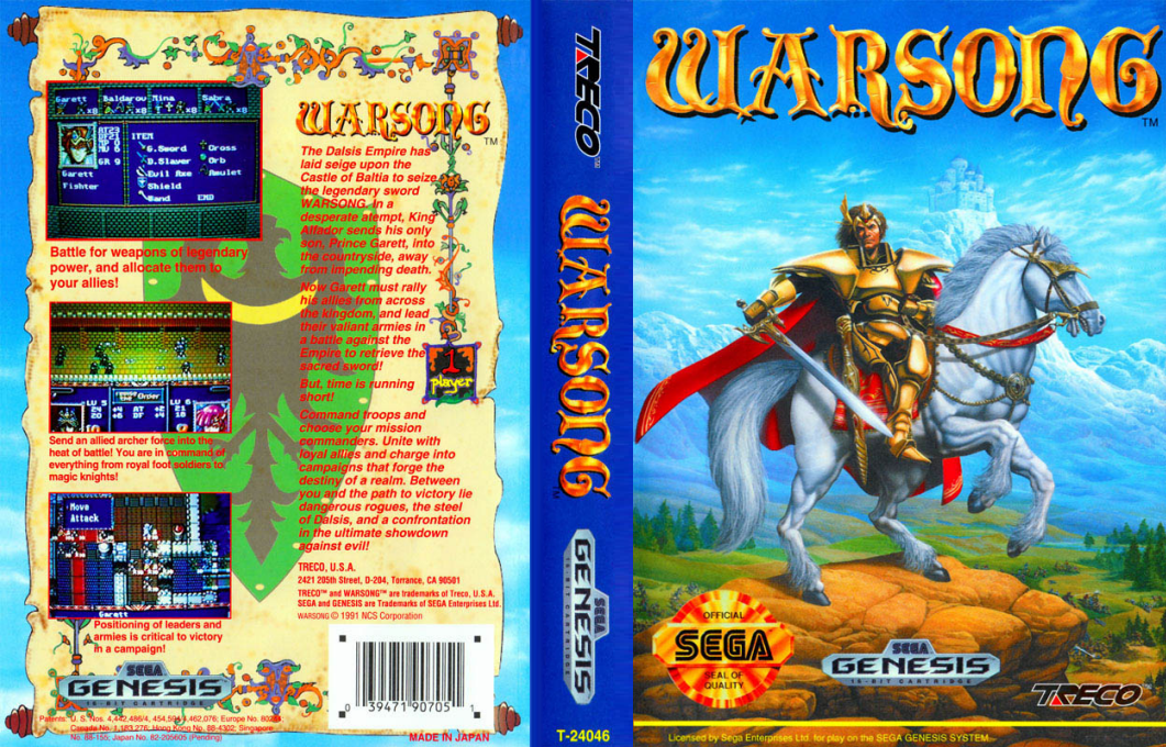 Warsong [US] segaMD 1992 Box Art