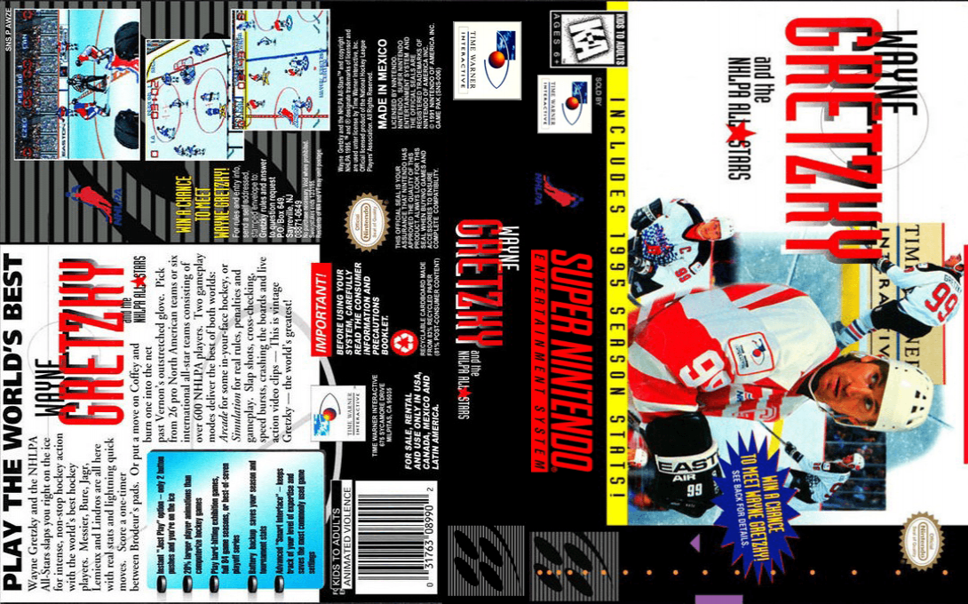 Wayne Gretzky and the NHLPA All-Stars [US] snes 1995 Box Art