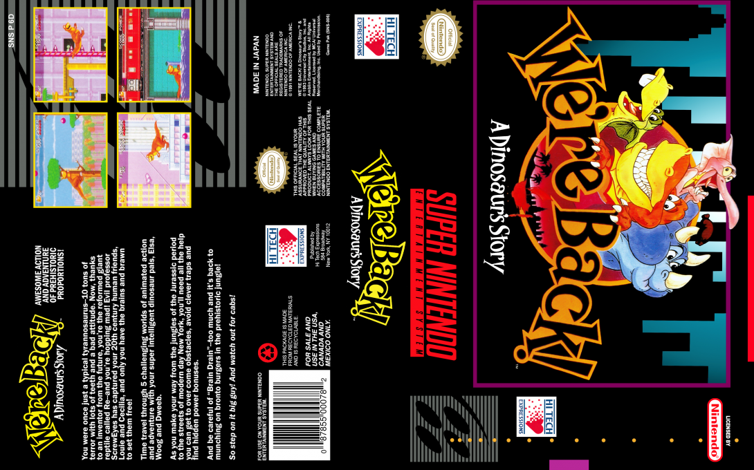 We’re Back! : A Dinosaur’s Story [US] snes 1993 Box Art