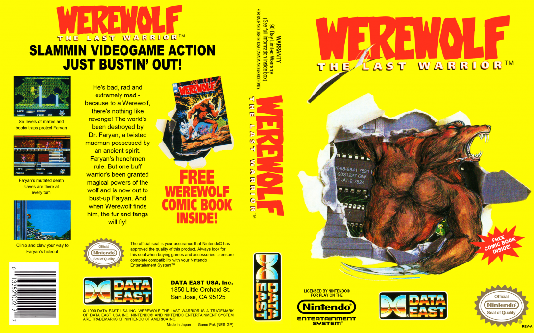 Werewolf : The Last Warrior [US] nes 1990 Box Art