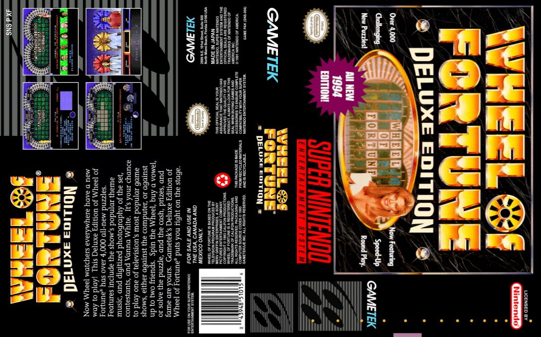 Wheel of Fortune : Deluxe Edition [US] snes 1994 Box Art