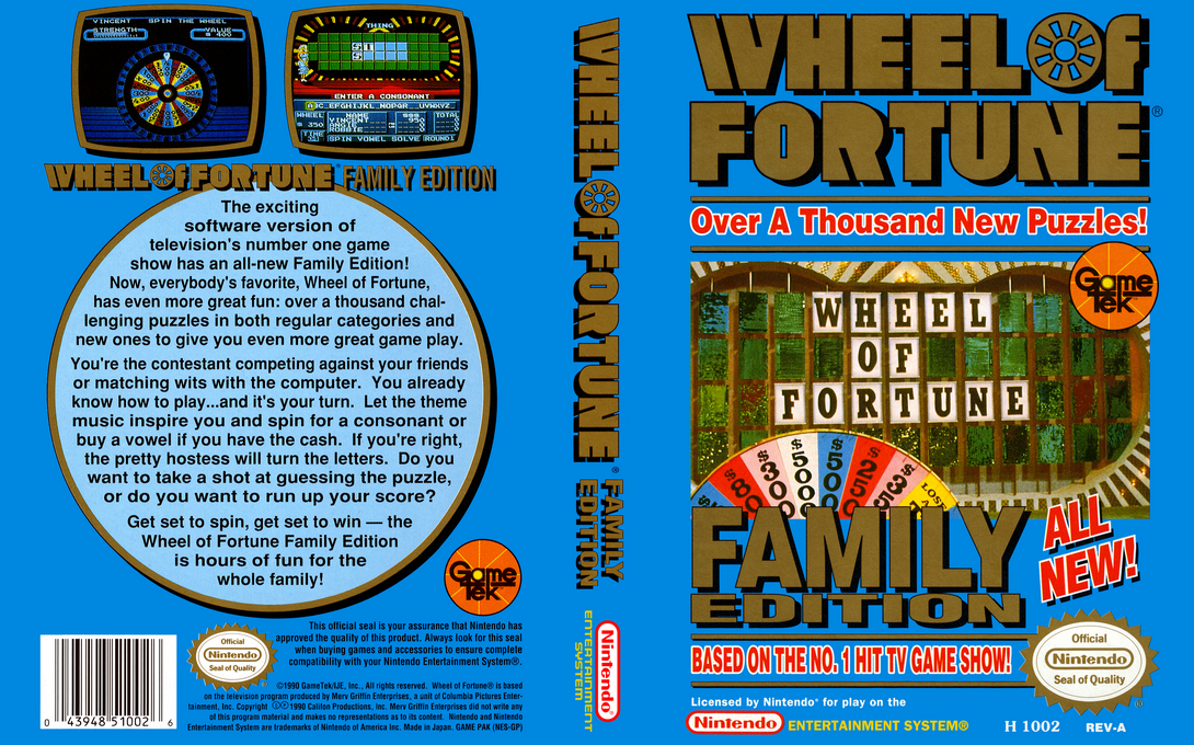 Wheel of Fortune : Family Edition [US] nes 1990 Box Art