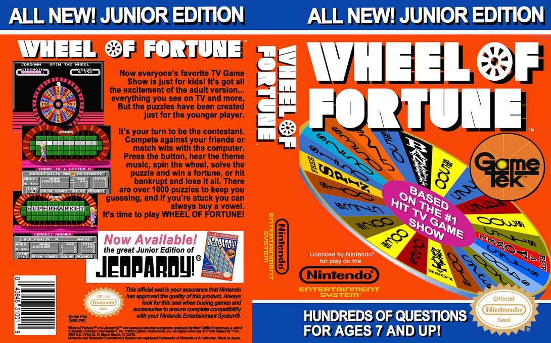 Wheel of Fortune : Junior Edition [US] nes 1989 Box Art