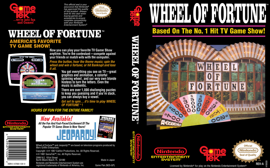 Wheel of Fortune [US] nes 1988 Box Art