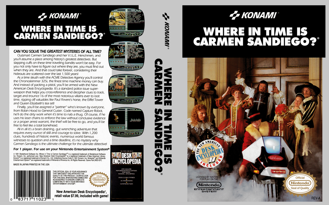 Where in Time is Carmen Sandiego? [US] nes 1991 Box Art