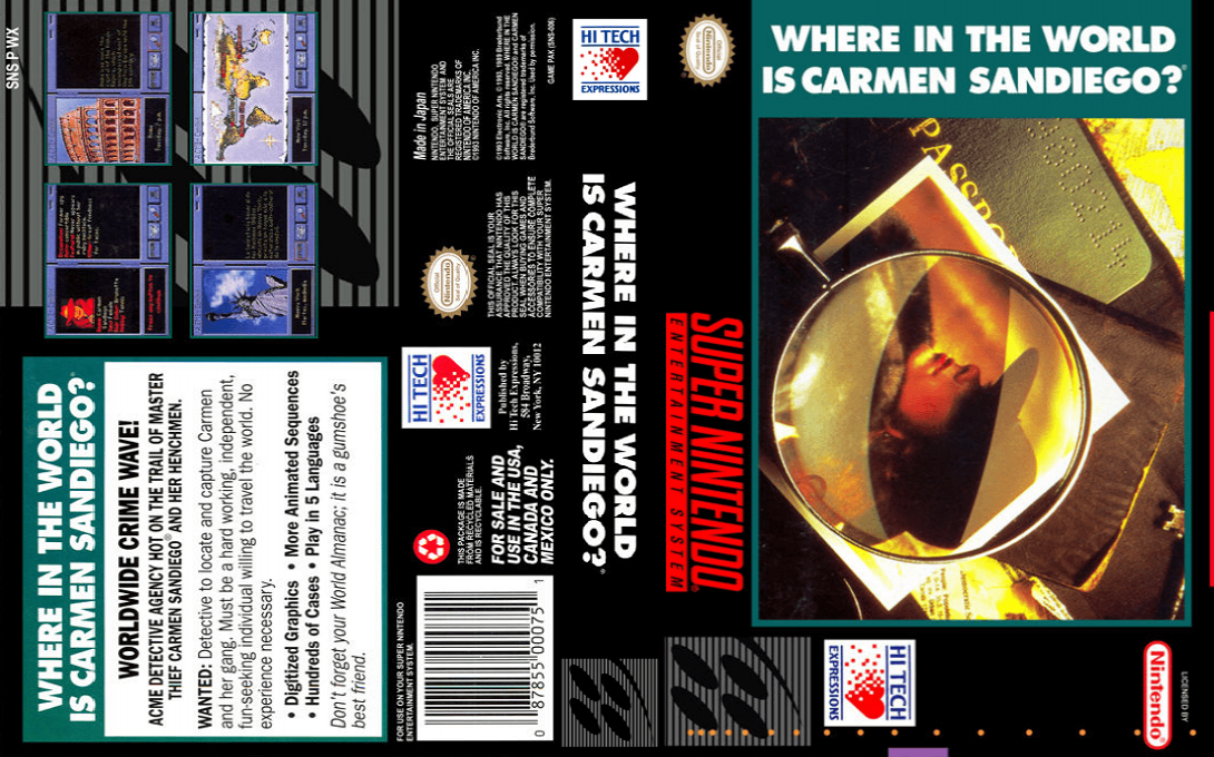 Where in the World is Carmen Sandiego? [US] snes 1993 Box Art