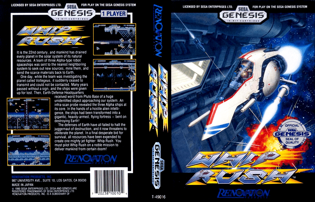 Whip Rush [US] segaMD 1990 Box Art