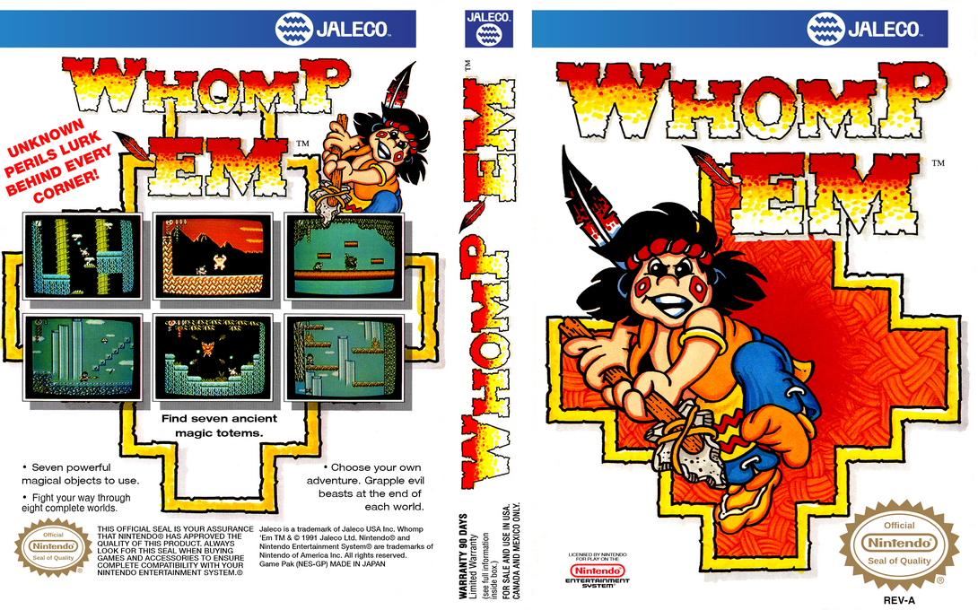 Whomp ‘Em [US] nes 1991 Box Art