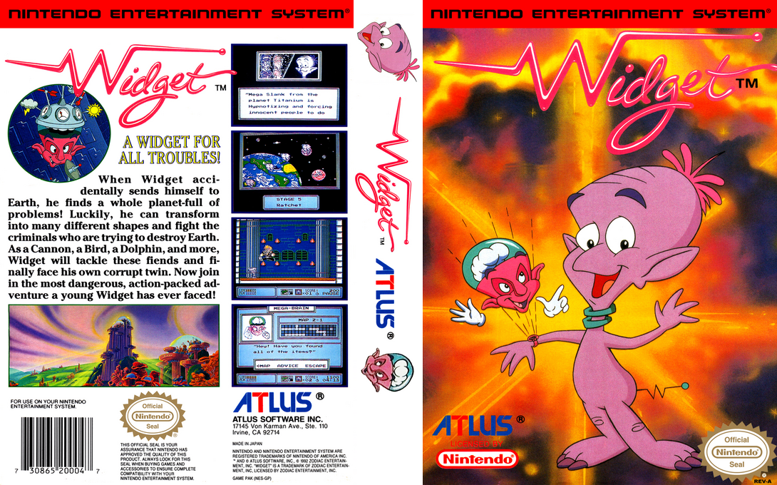 Widget [US] nes 1992 Box Art