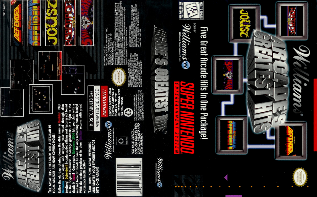 Williams Arcade’s Greatest Hits [US] snes 1996 Box Art