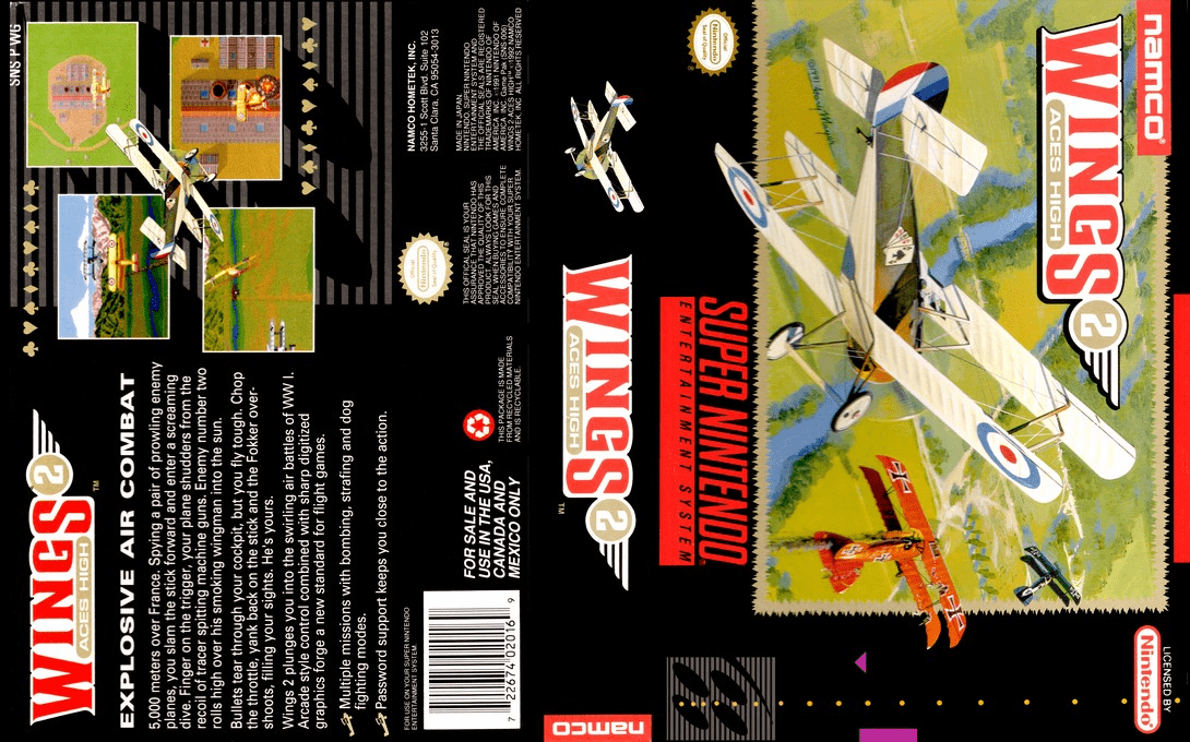 Wings 2 : Aces High [US] snes 1992 Box Art