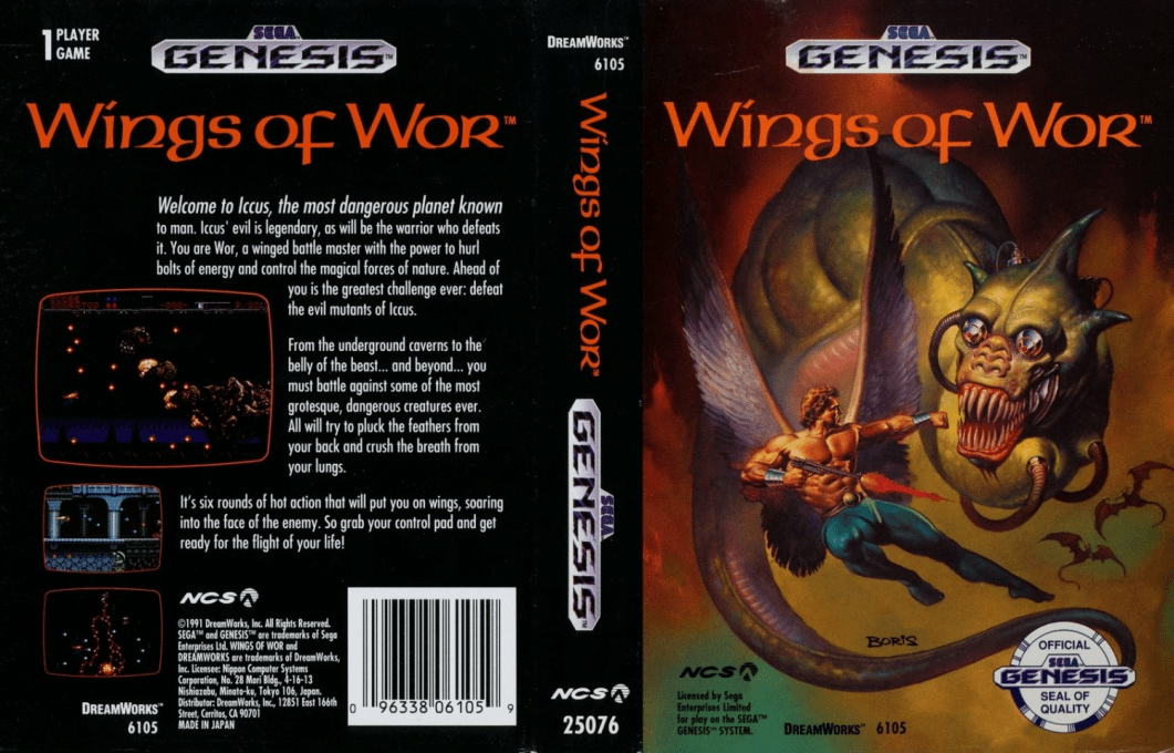 Wings of Wor [US] segaMD 1991 Box Art