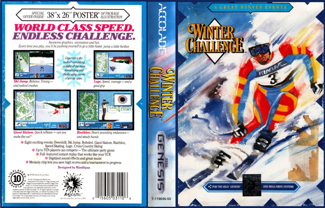 Winter Challenge [US,EU] segaMD 1992 Box Art