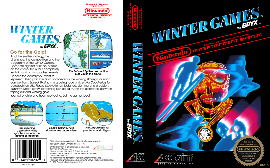 Winter Games [US] nes 1987 Box Art