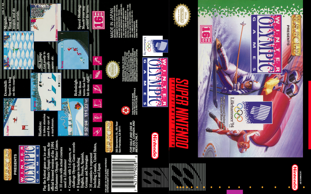 Winter Olympic Games : Lillehammer ’94 [US] snes 1994 Box Art