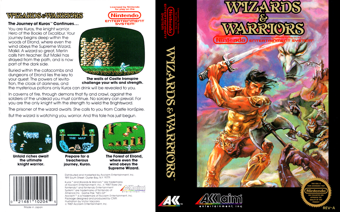 Wizards & Warriors [US] nes 1987 Box Art