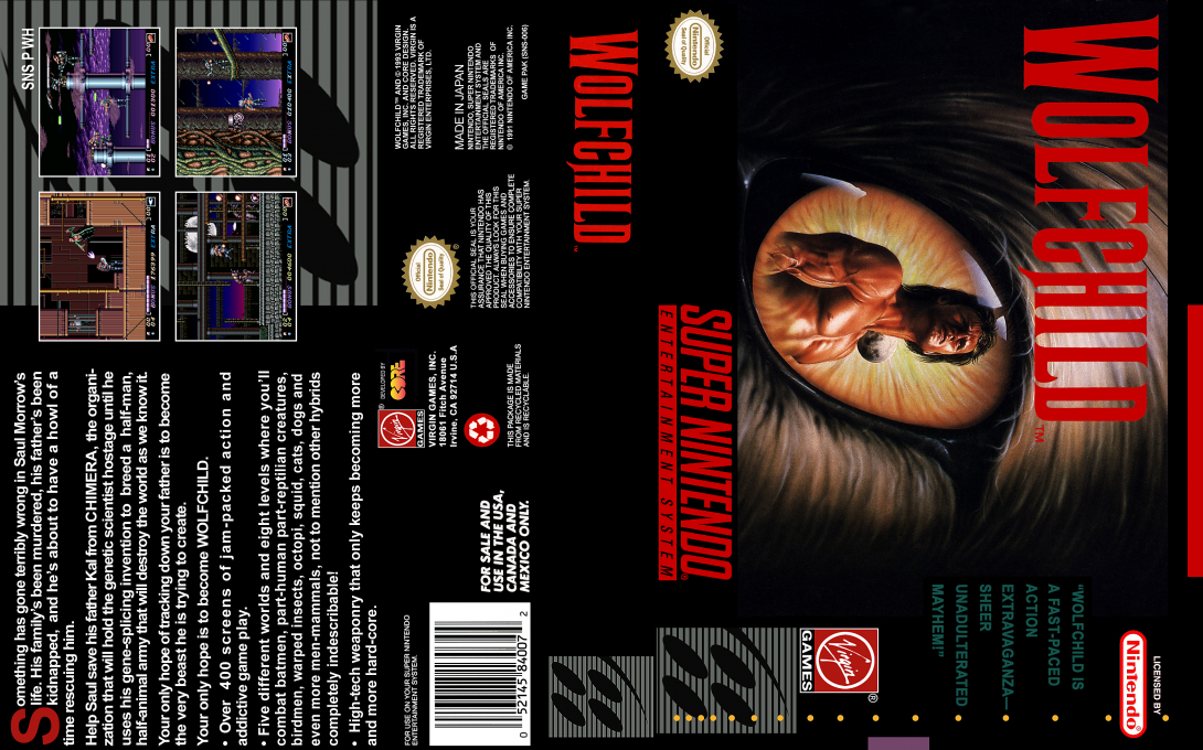 Wolfchild [US] snes 1993 Box Art
