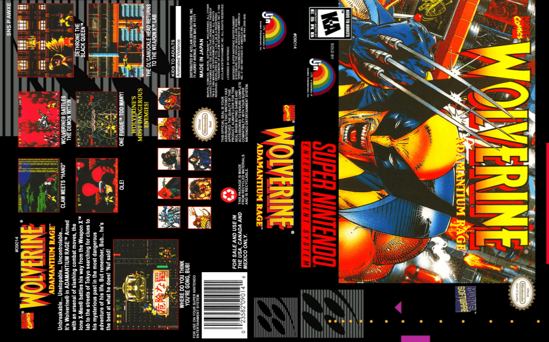 Wolverine : Adamantium Rage [US] snes 1994 Box Art
