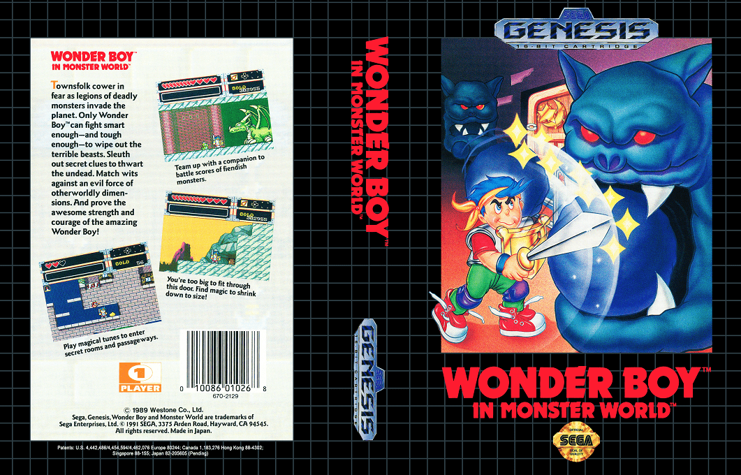 Wonder Boy in Monster World [US,EU] segaMD 1992 Box Art