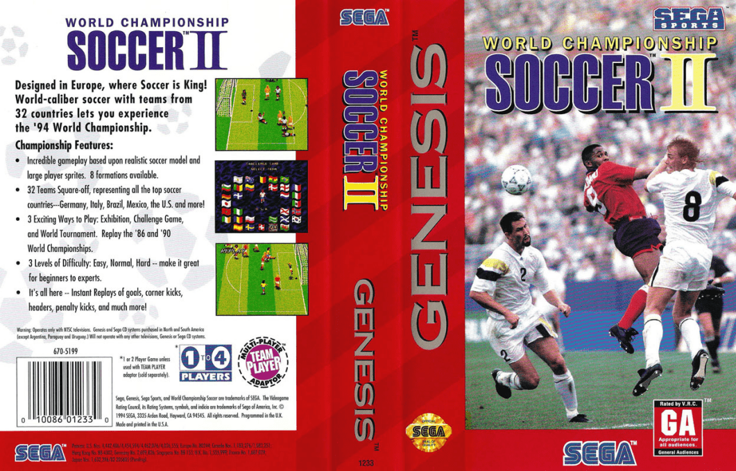 World Championship Soccer II [US] segaMD 1994 Box Art