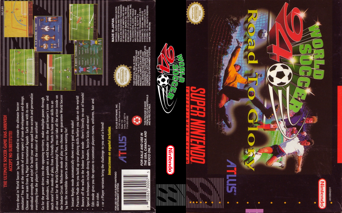 World Soccer 94 : Road to Glory [US] snes 1993 Box Art