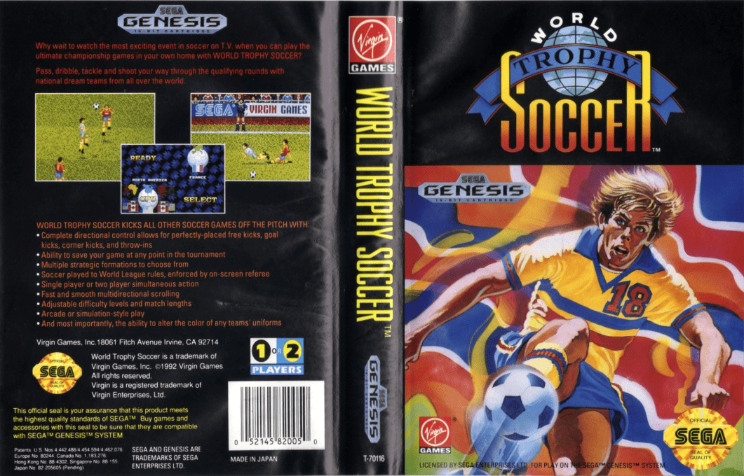 World Trophy Soccer [US] segaMD 1992 Box Art