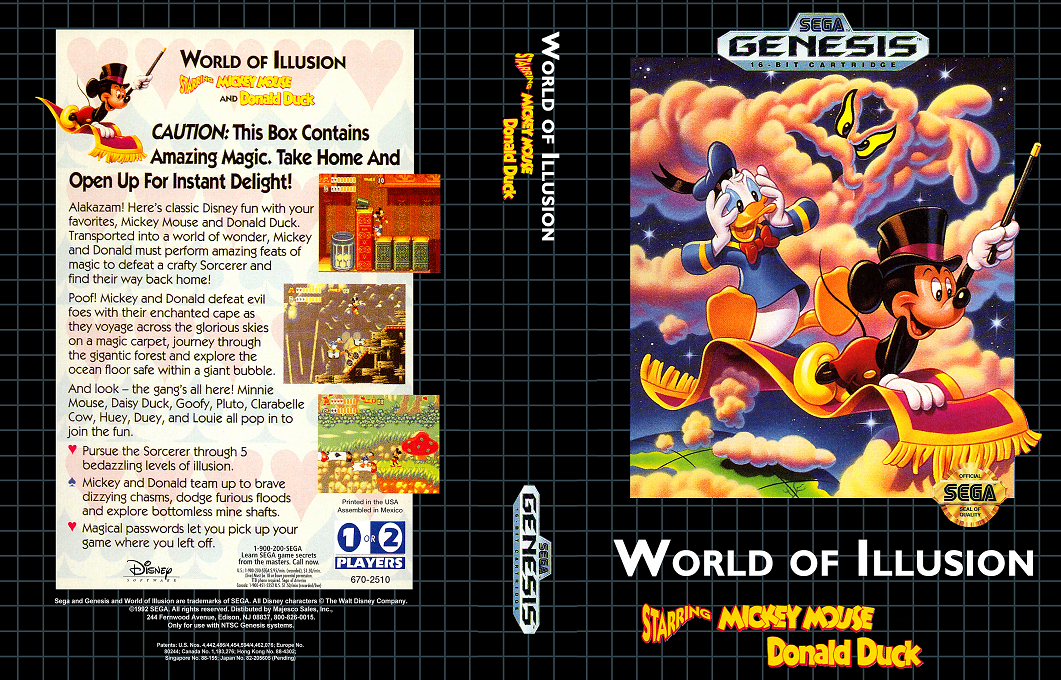 World of Illusion Starring Mickey Mouse and Donald Duck [US,KR] segaMD 1992 Box Art
