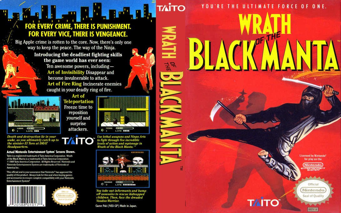 Wrath of the Black Manta [US] nes 1990 Box Art
