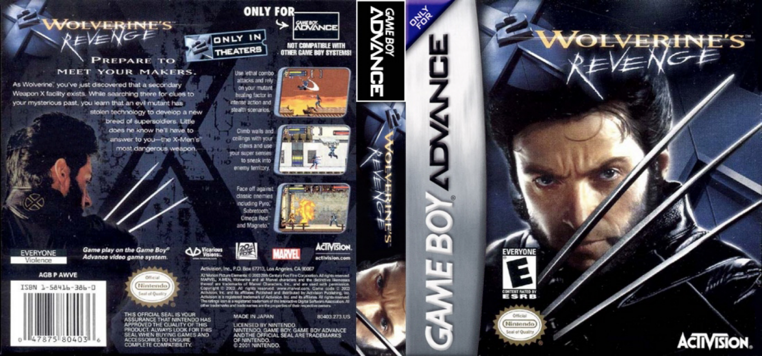 X2 : Wolverine’s Revenge [US,EU] gba 2003 Box Art