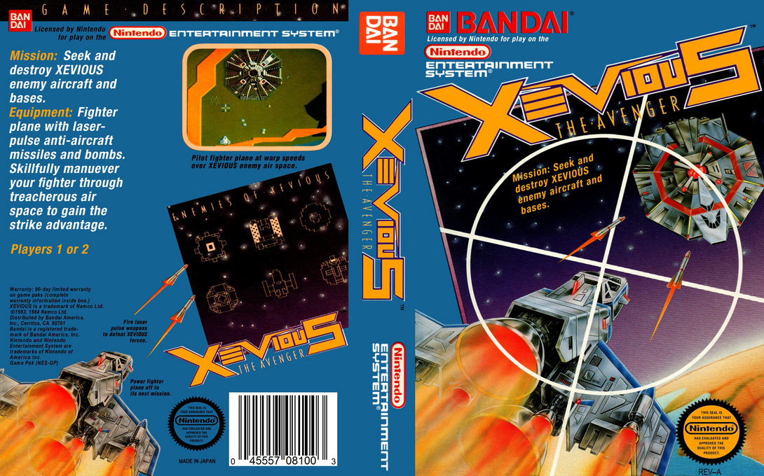 Xevious : The Avenger [US] nes 1988 Box Art