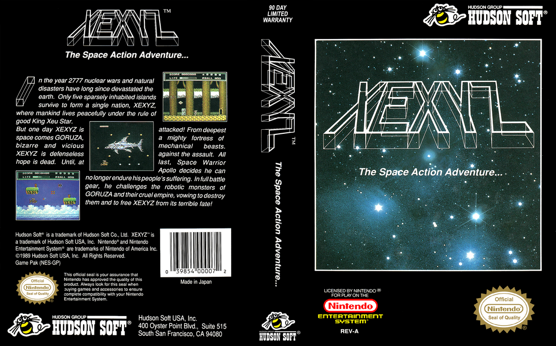 Xexyz [US] nes 1990 Box Art