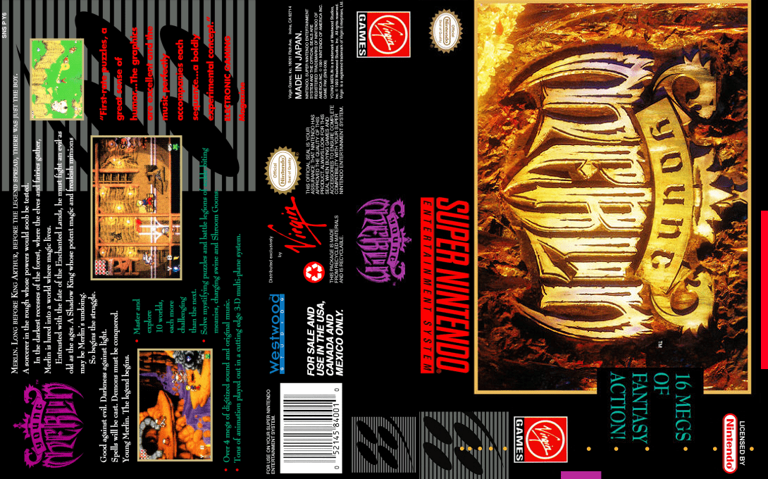 Young Merlin [US] snes 1994 Box Art