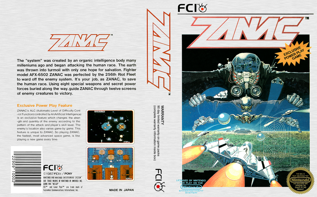 Zanac [US] nes 1987 Box Art