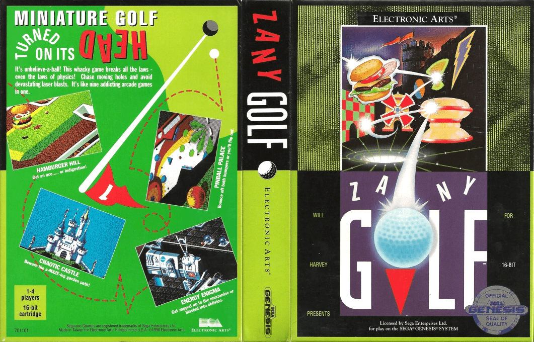 Zany Golf [US,EU] segaMD 1990 Box Art