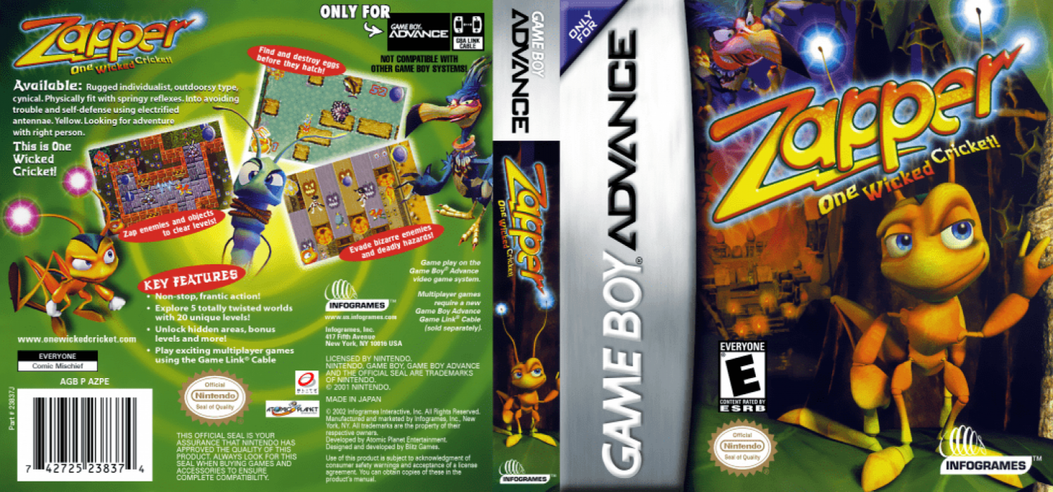 Zapper : One Wicked Cricket! [US] gba 2002 Box Art