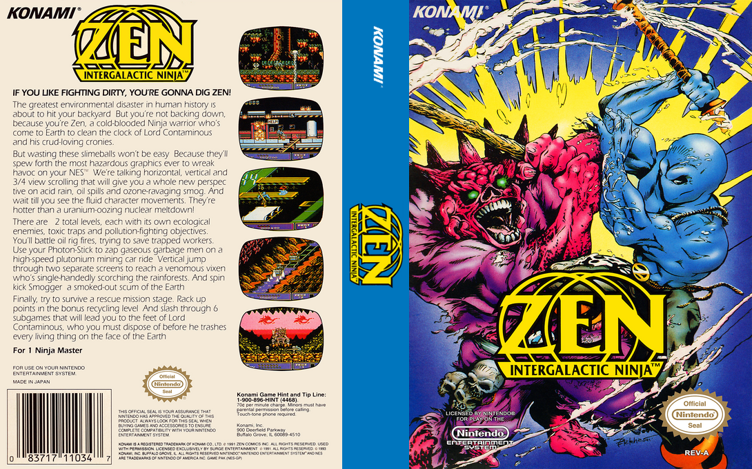 Zen : Intergalactic Ninja [US] nes 1993 Box Art