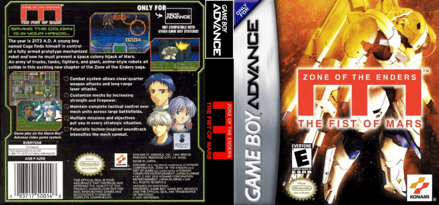 Zone of the Enders : The Fist of Mars [US] gba 2002 Box Art
