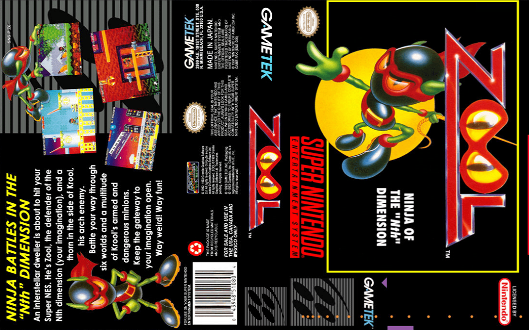 Zool : Ninja of the ‘Nth’ Dimension [US] snes 1994 Box Art